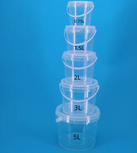 Seau en plastique rond transparent recyclable PP écologique non toxique de qualité alimentaire avec poignées et couvercles pour confitures et cornichons - Product Image 4