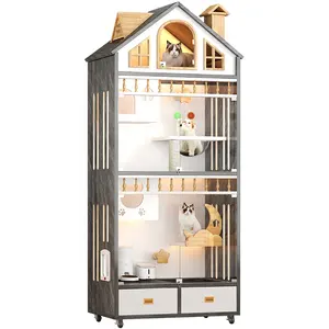 Wholesale Large Space Excellent Quality Pet Furniture With Wheels Movable Animal Cages Cat Villa Fashion Wooden Dog House