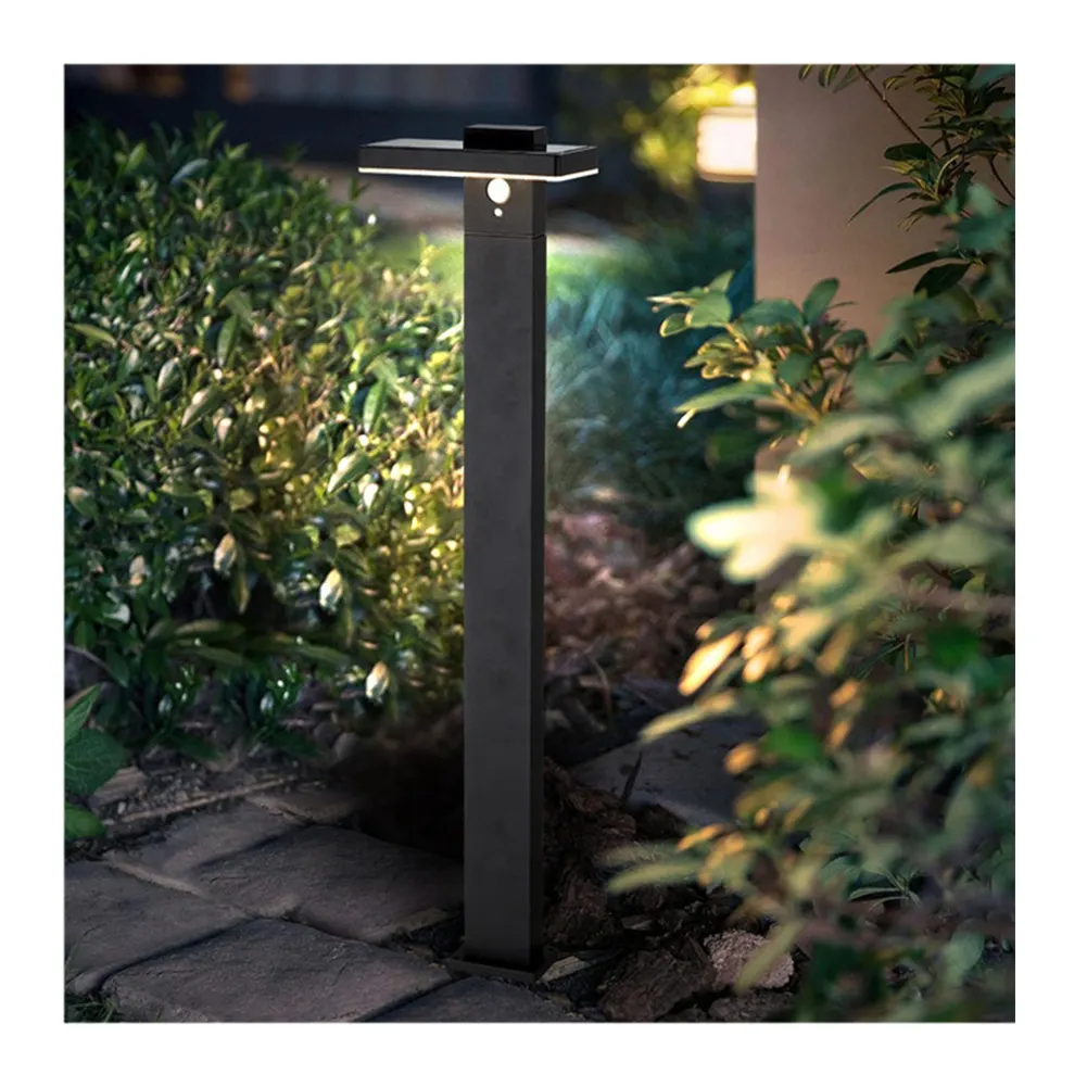 S-microcontrôleur — lampe solaire naturelle led, en aluminium, avec capteur de mouvement, longue luminosité, idéal pour un jardin, 600lm