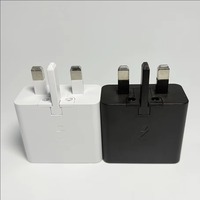 Cargador de Pared de 25 W con Adaptador PD Tipo C, Enchufe EU, US, UK, Cable de Carga Rápida USB-C a USB-C para Samsung Galaxy S26 S25 S24
