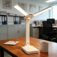 Lampe de bureau tactile rechargeable à double tête, lampe de table LED pliable, lampe de lecture et de nuit multifonctionnelle pour dortoir