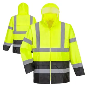 China's Supplier Class 3 Hi-Vis Classic Contrast Rain Jacket Construction Worker Raincoat