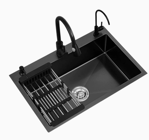 ชุดอ่างล้างจานครัวทันสมัย สแตนเลสสตีล นาโนสีดำ พร้อมก๊อกน้ำแบบน้ำตก - Product Image 6