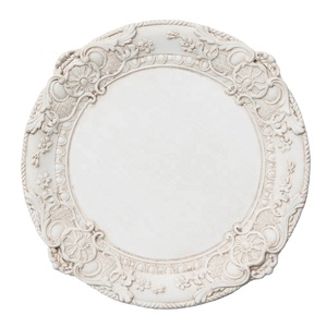 Maysun Disposable White 13 inch Antique Plastic Charger Plate Serving Under Dish