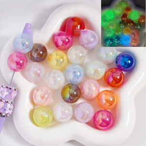 Großhandel Gemischte Leuchtende Wolkenperlen & Photoplating <span class=keywords><strong>Magic</strong></span> Jelly Acryl-Rundperlen mit Geradem Loch für Handgefertigte Perlenarbeiten - Product Image 1
