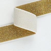 Bande élastique jacquard brillante dorée et argentée, 1-5 cm, pour sous-vêtements, pantalons et accessoires