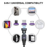 Kabel Data USB-C 240W Super Fast Charging Dual-to-Triple Right-Angle Magnetic Braided Jacket Weaving Material 5A PD 100W