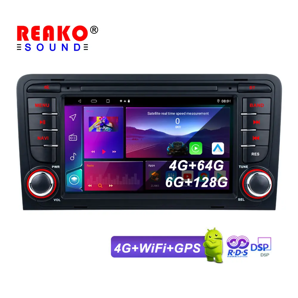 Audi A3 2003-2013 Car Radio Player 7Inch 2Din Stereo Android Auto Mirror Link FM BT Carplay Touch Screen 4G W-IFI