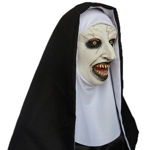 Máscara de Látex de Halloween, Terrorífica, de Monja Fantasma Malvada, Valak, para Adultos, Cobertura Facial Completa, Accesorios para Fiestas, Pañuelo para la Cabeza - Product Image 1