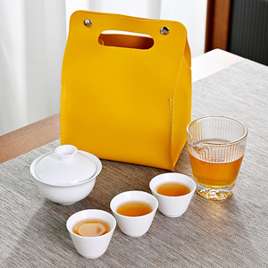 Juego <span class=keywords><strong>de</strong></span> Té <span class=keywords><strong>de</strong></span> Porcelana Blanca para Viaje, Gaiwan y Taza <span class=keywords><strong>de</strong></span> Cerámica Portátiles para Preparación Rápida, Tetera China para el Hogar y Viajes - Product Image 4
