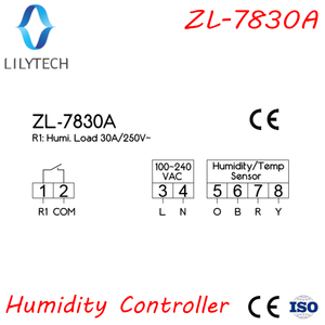 ZL-7830A、30Aリレー、100-240Vac、デジタル、湿度コントローラー、Hygrostat、Humidistat、Lilytech、DHC-100 - Product Image 3