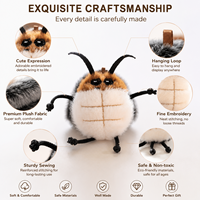 Porte-clés insecte en peluche moelleuse à poils longs, design blattes amusantes et mignonnes avec six abdominaux, vente en gros d'usine