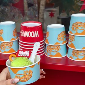 ถ้วยไอศกรีมกระดาษและโคนไอศกรีมแบบกำหนดเองจากโรงงาน ผลิตจากวัสดุเกรดอาหาร ย่อยสลายได้ทางชีวภาพ สำหรับร้านไอศกรีมและของหวาน - Product Image 6