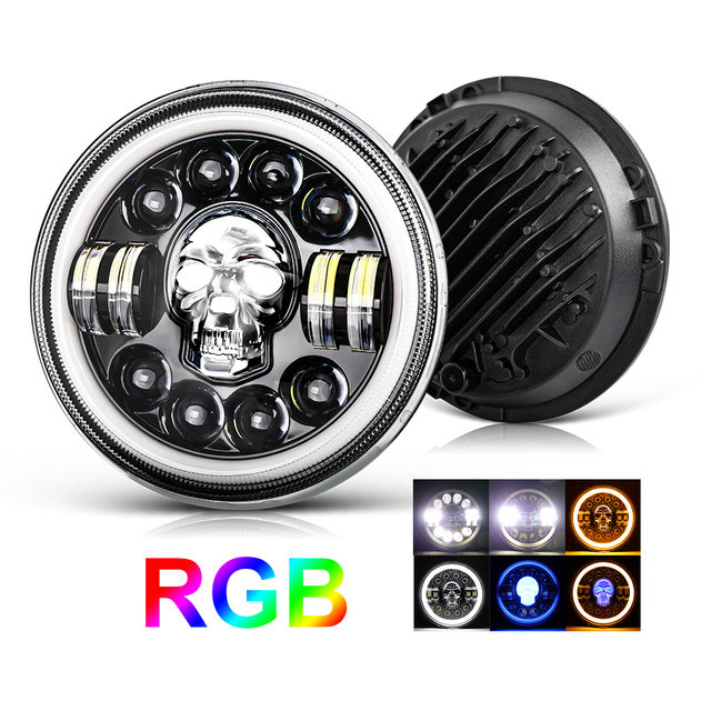 Auto Lighting System Offroad Faro RGB LED 4x4 75W 7Inch Off Road 4WD Car Round Led Headlight