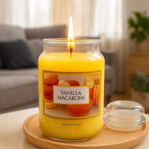 Bougie parfumée en verre à la vanille, 510g, grand pot, fabriquée en Italie - Product Image 5