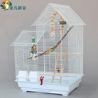 Volière de Luxe à Double Toit de Style Européen en Métal pour Perroquets, Grandes Volières d'Élevage pour Cockatiels, Perruches et Agapornis