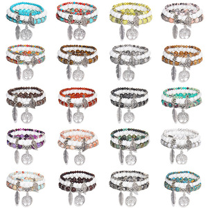 Pink <span class=keywords><strong>Zebra</strong></span> Đá Quý Tự Nhiên Năng Lượng Lotus Charm Hạt Vòng Tay Cho Phụ Nữ Tree Of Life Stackable Stretch Yoga Reiki Bracelet Bộ - Product Image 3
