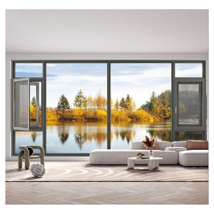 Ventanas de aluminio de impacto de huracán Ventanas fijas de imagen de doble acristalamiento de piso a techo de vidrio ultra grande - Product Image 1