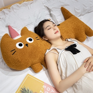 Neue Katze Plüsch Tiers pielzeug Cartoon Liebenswerte Melone Hut Katze Kissen Schlaf Dekompression PP Kissen Kinder geschenke - Product Image 3