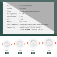 Spot LED encastré avec détecteur de mouvement PIR 5W 10W 15W 20W, éclairage LED intelligent pour la maison, AC85-265V, spot encastré au plafond pour salon