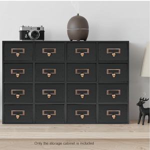 Armoire de pharmacie rectangulaire <span class=keywords><strong>à</strong></span> 16 <span class=keywords><strong>tiroirs</strong></span> avec poignées métalliques, en bois noir rustique, boîte de rangement pour herbes, classique, faite <span class=keywords><strong>à</strong></span> la main, pour bureau - Product Image 4