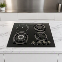 Cuisinière à gaz encastrable 4 brûleurs avec plaque en verre trempé, allumage électronique, compatible GPL/GN, 60 cm – Vente en gros usine