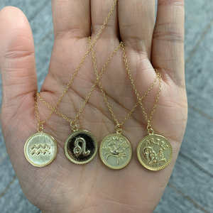 Daidan-collar con signo del zodiaco, gargantilla de doble cara, chapado en oro de 14K, moneda personalizada de plata, logotipo personalizado, Horóscopo - Product Image 4