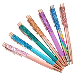 Glitter Pen New Metal Liquid Inside Glitter Active Floating Ball Point Pen For Girls