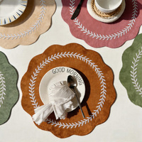 Nouveau Set de Table Classique en Velours de Luxe, Isolant Thermique, Coupe-Vent, Imperméable, Motif Floral Occidental, Réutilisable