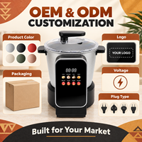 Pembuat Fufu Otomatis 6L 900W, Pembuat Swallow Elektrik, Pemanas Fufu dengan Pengaduk dan Pengaturan Waktu, Fungsi Penghangat untuk Makanan Afrika