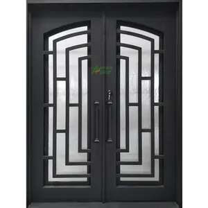 高级铁门新型铁格栅门设计锻铁入口家用安全钢门