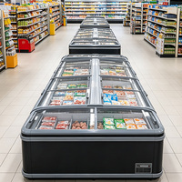 Congelador vertical de exhibición de 1500L con tapas deslizantes de vidrio templado, exhibidor de alimentos congelados, termostato digital, venta al por mayor