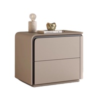 Table de chevet moderne beige avec deux tiroirs, meuble de rangement pour chambre à coucher, décoration intérieure, organisateur à coins arrondis