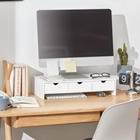 Support de moniteur de bureau d'ordinateur de bureau à domicile en bois moderne avec 3 tiroirs