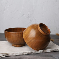 Bol à salade en bois de datte de style japonais, vaisselle de cuisine d'hôtel, plats entiers en bois, bol à soupe en bois, bol à salade en bois, diamètre 9-16cm