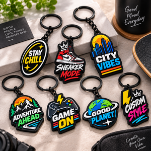 Llaveros 3D de PVC Suave Personalizados con Texto Motivacional y Herrajes Negros, Fabricación OEM ODM - Product Image 1