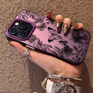 Custodia per telefono cellulare con fiori e farfalle in TPU a prova di caduta custodia elegante per <span class=keywords><strong>iPhone</strong></span> X XR XS Max <span class=keywords><strong>11</strong></span> 12 13 14 15 16 <span class=keywords><strong>Pro</strong></span> Max - Product Image 5