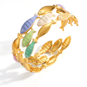 Ocean Theme Fish <b>Bracelet</b> 18k <b>Gold</b> Plated <b>Adjustable</b> Women's Jewelry - Product Image 5