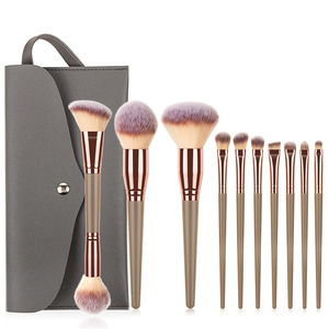 10PC marron haut de gamme pinceau de maquillage personnalisé femmes Double extrémité végétalien pinceau de maquillage privé personnalisé pas cher maquillage pinceaux ensembles