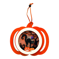 Ornement de citrouille en bois 3D superposé pour Halloween, décoration suspendue chat noir, panneau suspendu pierre tombale effrayante, décoration pour la maison, l'arbre et les fêtes