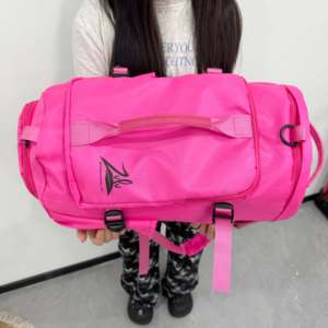 Waterproof Pink Barrel Gym <b>Backpack</b> <b>Large</b> Capacity Travel Duffel Bag Multi Buckle Sports Fitness Bags Custom Logo Wholesale - Product Image 5