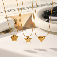 Collier pendentif Novirassine en acier inoxydable plaqué or 18 carats, motif cœur, étoile et fleur, chaîne serpent minimaliste, bijoux pour femme