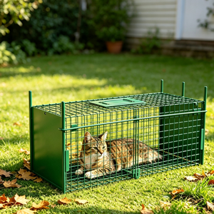 Trampa <span class=keywords><strong>para</strong></span> <span class=keywords><strong>Gatos</strong></span> de 62x21x24cm/79x28x33cm, Jaula de Doble Entrada, Trampa Plegable <span class=keywords><strong>para</strong></span> Captura Humana de <span class=keywords><strong>Gatos</strong></span> Vivos, <span class=keywords><strong>para</strong></span> <span class=keywords><strong>Gatos</strong></span> Deshermanados, Programa TNR - Product Image 1