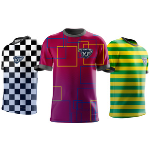 Fabricante de Camisetas de Fútbol Personalizadas OEM ODM, Cuello Redondo, Secado Rápido, Transpirables, en Azul y Rojo, 100% Poliéster, Tela Absorbente para la Liga Dominical - Product Image 1