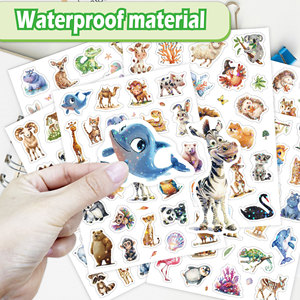 <span class=keywords><strong>Feuille</strong></span> d'autocollants scintillants animaux de dessin animé mignons, autocollants laser holographiques étanches pour la papeterie des enfants et les grossistes - Product Image 4