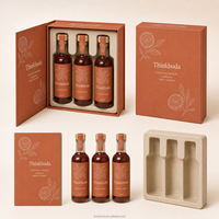 Boîte cadeau personnalisée pour trois cocktails avec insert en mousse, emballage rigide de style livre pour ensembles de boissons de 250 ml