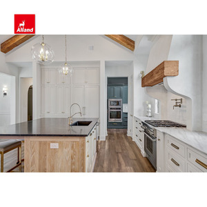 Mobile da <span class=keywords><strong>Cucina</strong></span> Bianco Incassato Stile Shaker Tradizionale Design Durevole Classico in Legno Massello di Ontano Verniciato con Isola in Marmo - Product Image 4