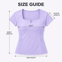 Haut de tennis personnalisé pour femme à manches courtes, col en V, maille perforée unie, séchage rapide, coupe ajustée, pour l'entraînement sur le terrain
