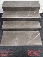 Carreaux d'escalier en porcelaine gris foncé brillant, rectangulaires, veinés marbre, antidérapants, marches d'escalier pour hôtel, extérieur, garantie 5 ans
