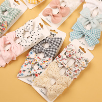 Mode 4 pièces/lot dentelle fleur imprimer Nylon coton Non-vague cheveux arcs pour filles accessoires ensemble